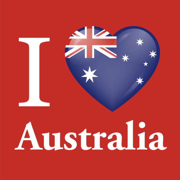 I heart love Australia Aussie flag vector art illustration