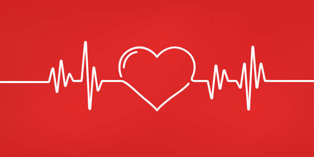 心臟脈搏紅色和白色。心跳孤身, 心電圖。美麗的醫療保健, 醫療背景。現代簡單的設計。圖示。標誌或標誌。平面樣式向量插圖。 - 心臟監測儀器 幅插畫檔、美工圖案、卡通及圖標