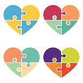 Heart Puzzle vector illustration. High resolution JPEG and Transparent PNG included in file.