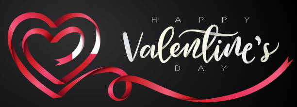 ilustraciones, imágenes clip art, dibujos animados e iconos de stock de cinta del corazón - happy valentines day