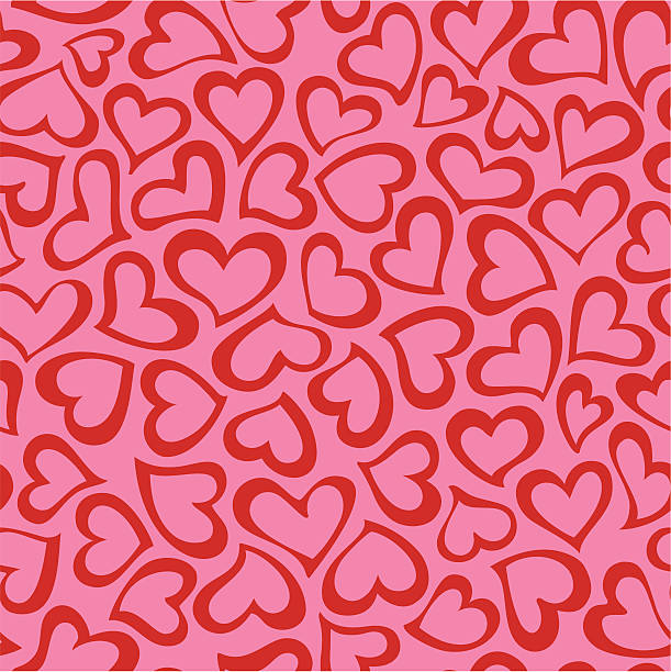 Heart shape seamless pattern vector art illustration