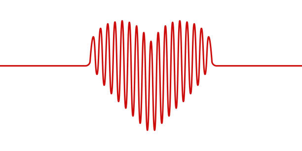 heart shape wavy line, vector heartbeat hand drawn, concept health and healthy lifestyle heart shape wavy line, vector heartbeat hand drawn, concept of health and healthy lifestyle taking pulse stock illustrations