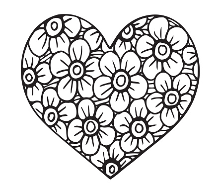 Heart Shape With Floral Pattern Inside Illustration Heart Shape Dating ...