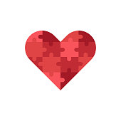 Heart shaped jigsaw puzzle icon,vector illustration.
EPS 10.