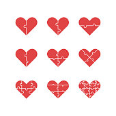 Heart shaped jigsaw puzzle icons,vector illustration.
EPS 10.
