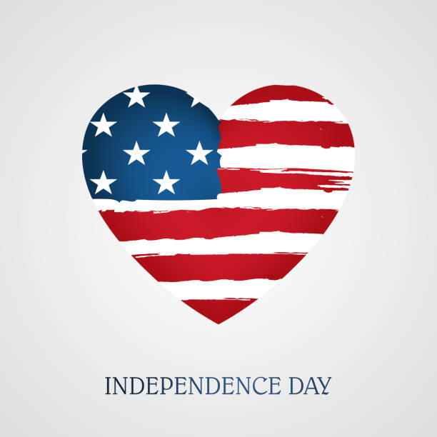 сердечный знак с очертаниями флага америки, элемент праздничного оформления - july 4 stock illustrations