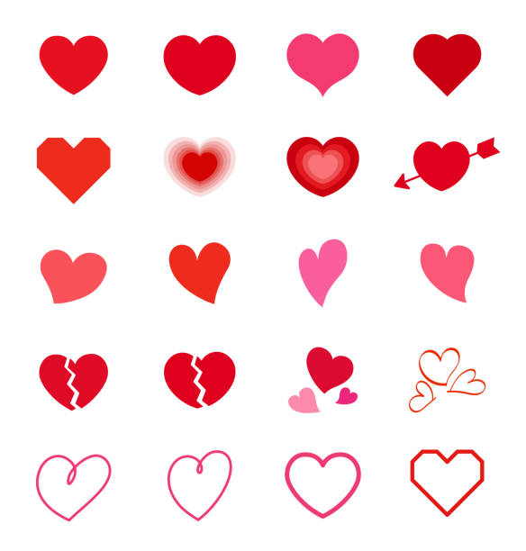 ilustraciones, imágenes clip art, dibujos animados e iconos de stock de set de marca símbolo de corazón - heart