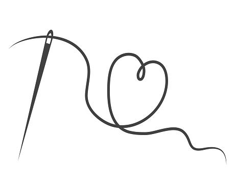 Heart With A Needle Thread Vector Illustration Stock Illustration ...