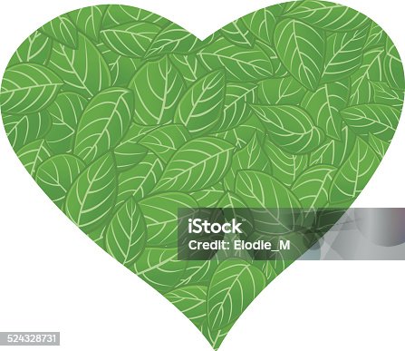istock Heart with green foliage pattern / Coeur aux feuillage vert 524328731
