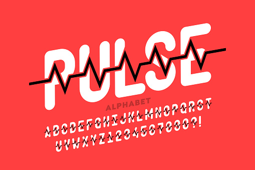 Heartbeat pulse line style font