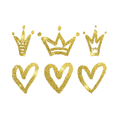 Hearts and crowns set