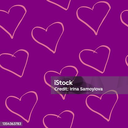 istock hearts seamless pattern. vector hand drawn doodle. wallpaper, wrapping paper, textiles. valentines day, love, wedding, engagement. 1354363783