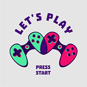 Gamer sign. Heart-shaped gamepad couple. Love video games symbol, flat style.
