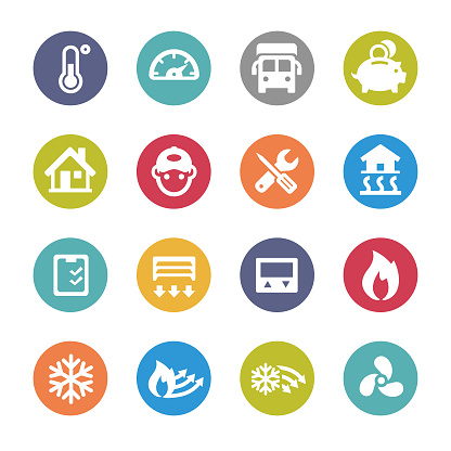 Heating and Cooling Icons - Circle Series
