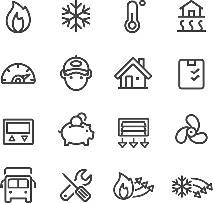 Heating and Cooling Icons - Line Series