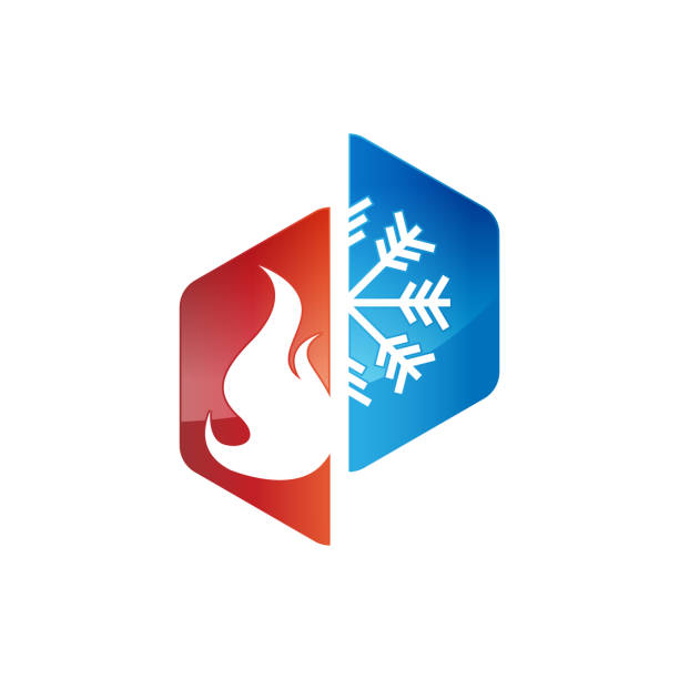 logo pemanas dan pendinginan - panas suhu ilustrasi stok