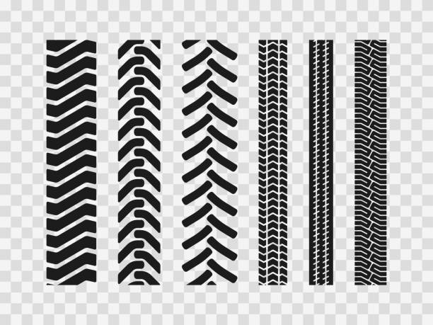 ilustrações, clipart, desenhos animados e ícones de os pneus de maquinaria pesada rastream padrões - trator