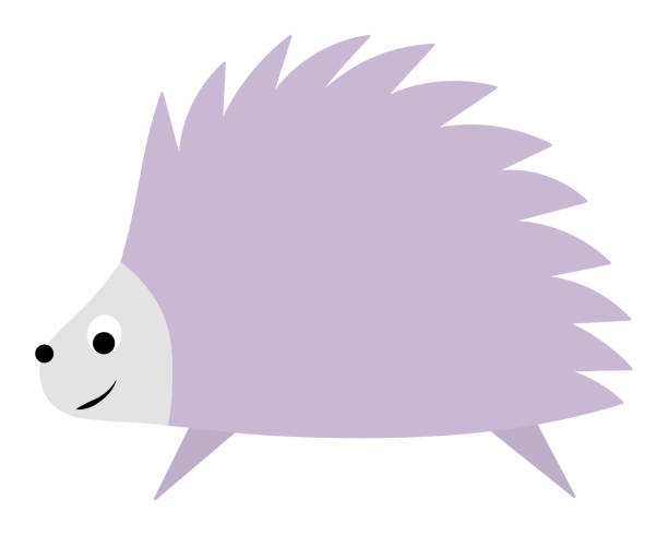 stockillustraties, clipart, cartoons en iconen met hedgehog. an animal with a spiny back. purple rodent. little predator. color vector illustration. flat style. isolated background. - needle spiking