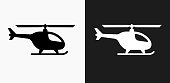 istock Helicopter Icon on Black and White Vector Backgrounds 813983746