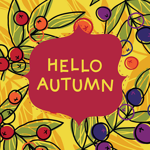 The Inscription Hello Autumn. Illustrations, Royalty-Free Vector
