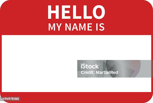 istock Hello, my name is introduction red flat label 494978188