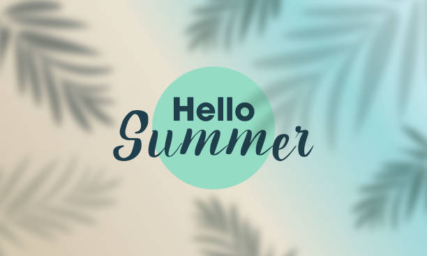 Hello Summer Font on light Background with Leaves. stock illustration vector art illustration