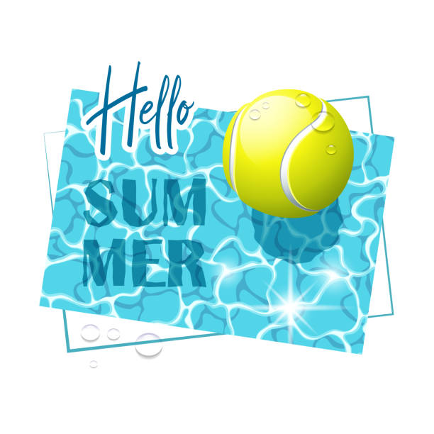 ilustrações, clipart, desenhos animados e ícones de olá summer. cartão desportivo. tênis. - beach tennis