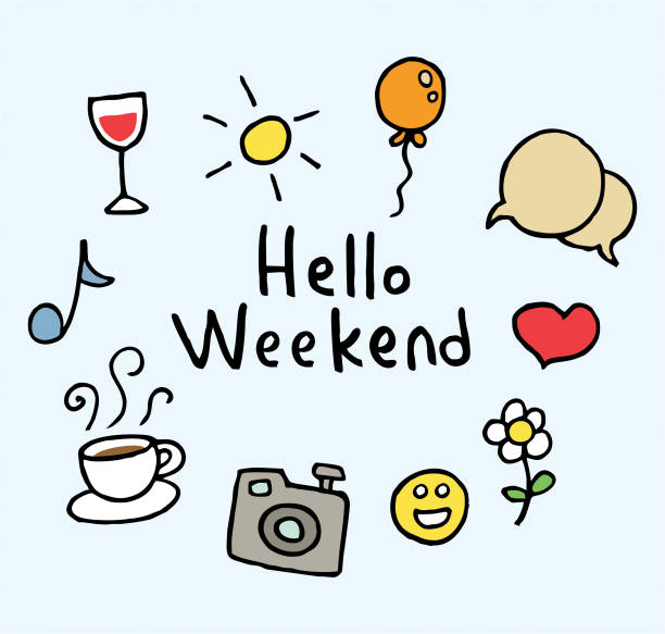 Hello weekend weekend happy friday stock illustrations