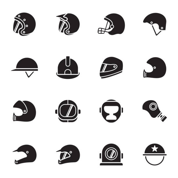 illustrations, cliparts, dessins animés et icônes de icônes de casques et masques - casque moto