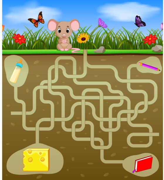 Help the mouse to find the cheese! illustration of Help the mouse to find the cheese! mlk stock illustrations