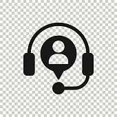 istock Helpdesk icon in flat style. Headphone vector illustration on white isolated background. Chat operator business concept. 1209808896