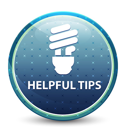 Helpful tips (bulb icon) isolated on shiny sky blue round button abstract illustration vector