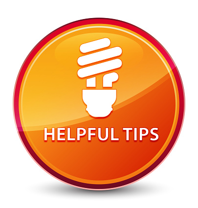 Helpful tips (bulb icon) isolated on special glassy orange round button abstract illustration vector