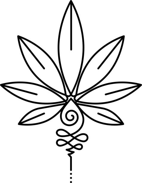 hemp logo in unalome design vector art illustration