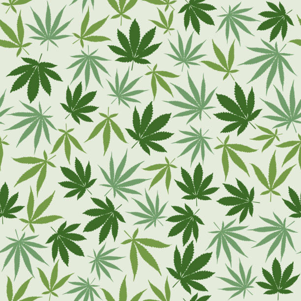 麻のシームレス パターン - marijuana点のイラスト素材／クリップアート素材／マンガ素材／アイコン素材