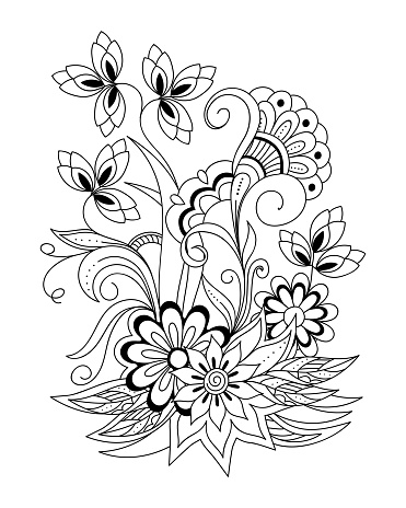 Henna Mehndi Flowers For Adult Coloring Stock Illustration - Download ...