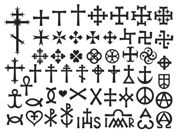 Heraldic Crosses and Christian Monograms Heraldic Crosses and Christian Monograms coptic christianity stock illustrations