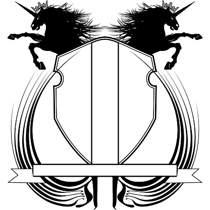 heraldic unicorn horse coat of arms emblem crest tattoo0