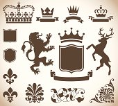 Vector Heraldry Ornaments Isolated on a Gradient Background.