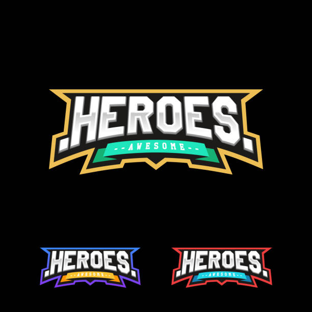 Heroes or Superhero sport text icon. Vector, isolated for t-shirt typography in retro style emblem Heroes or Superhero sport text icon. Vector, isolated for t-shirt typography in retro style emblem heroes stock illustrations