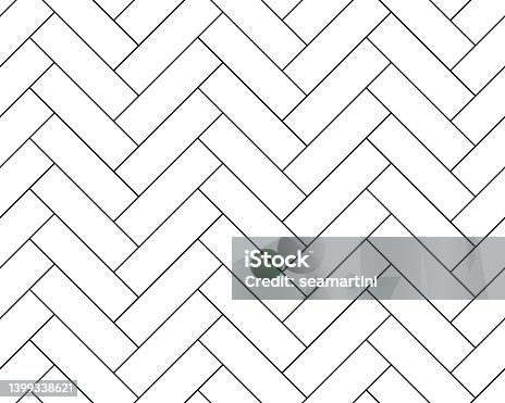 istock Herringbone parquet tile seamless pattern, bricks 1399338621