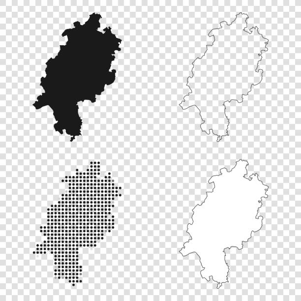 tasarım için hesse haritaları - siyah, anahat, mozaik ve beyaz - frankfurt stock illustrations