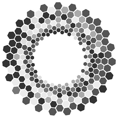 Hexagon swirl pattern around copy space