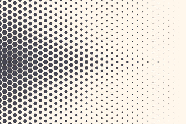 Hexagon Vector Abstract Technology Background Hexagon Vector Abstract Geometric Technology Background. Halftone Hex Retro Simple Pattern. Minimal 80s Style Dynamic Tech Wallpaper change designs stock illustrations