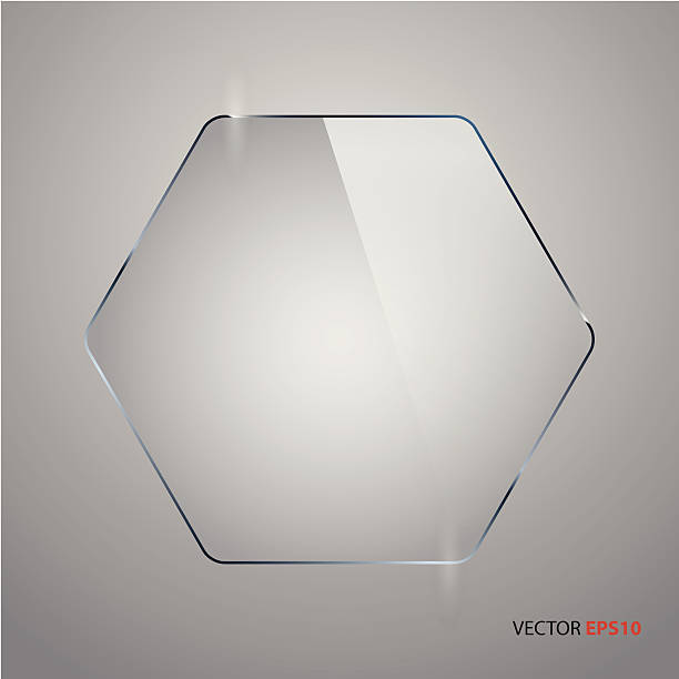 Hexagonal glass frame vector art illustration
