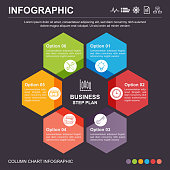 istock Hexagonal infographic with business icons 1255027856
