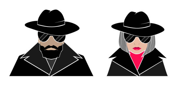 ukryty awatar anonimowy-mężczyzna i kobieta - fbi stock illustrations