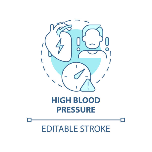 bildbanksillustrationer, clip art samt tecknat material och ikoner med high blood pressure concept icon - editable stroke