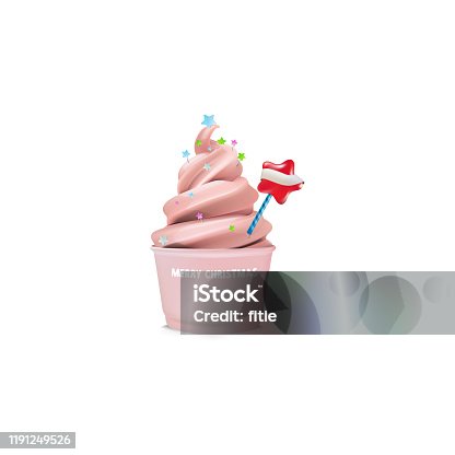 istock High detailed vector icecream with lots of decorations like Christmas tree, 1191249526