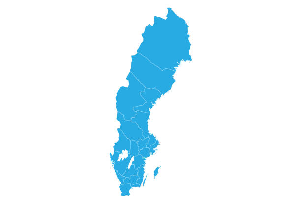 карта высокого детального вектора - sweden stock illustrations